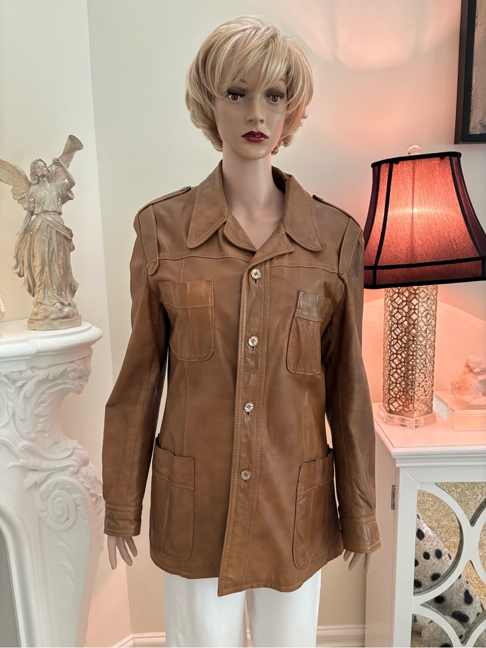 Zara Brown Leather Button-Front Jacket - Picture 2 of 15